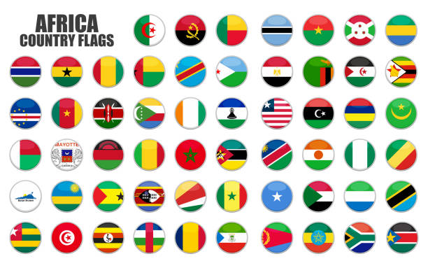 web-buttons mit afrika-landflaggen, flach - guinea bissau flag stock-grafiken, -clipart, -cartoons und -symbole