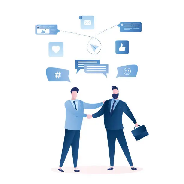 Vector illustration of Businessmen handshake, successful business negotiations and agreement concept