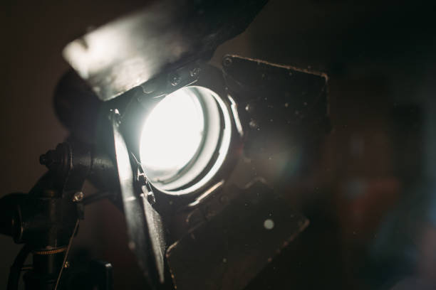 istock Spotlight with directional light with a Fresnel lens, halogen lamp and protective shutters. 1175237428