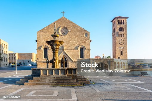 istock Evangelismos church in Rhodes, Greece 1175238369
