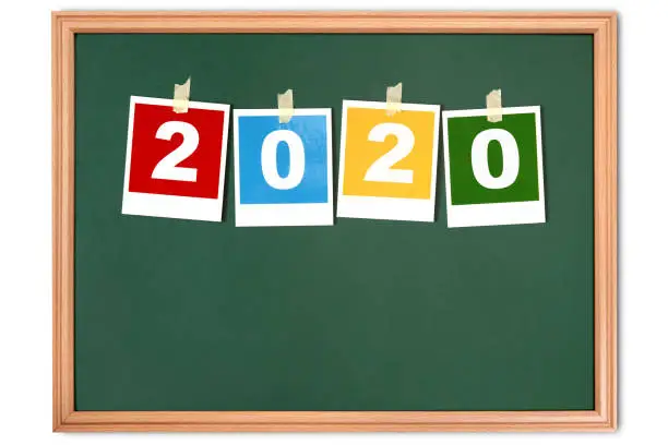 Photo of New year 2020 text on blackboard
