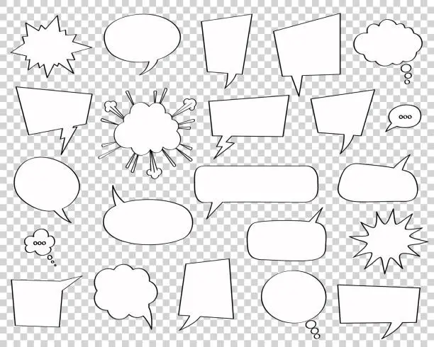 Vector illustration of Comic style speech bubbles set on transparent background.