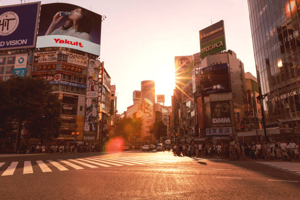 Aerial View Shibuya Crossing Tokyo Japan Aerial View Shibuya Crossing Tokyo Japan shibuya district stock pictures, royalty-free photos & images