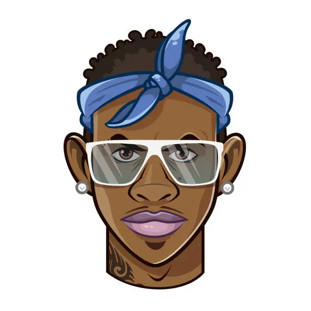 Vector illustration of Hip Hop style Sunglasses Guy