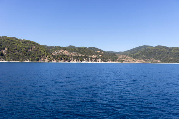 Landscape of Mount Athos in Autonomous Monastic State of the Holy Mountain, Chalkidiki, Greece