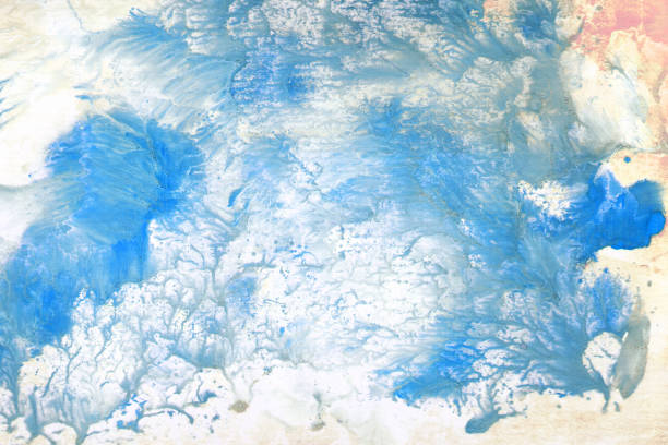 istock abstract blue nebula painted with acrylic on canvas on a yellow background with white spots 1175247855