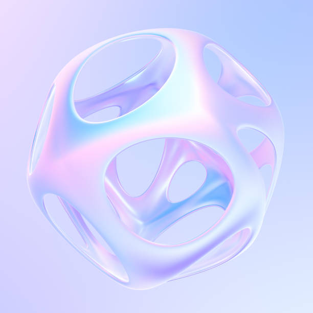 istock Chrome metallic bright 3D shape in holographic colors 1175248970