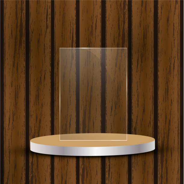 istock Glass Trophy Award on wooden background. 1175249517