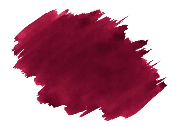 Photo of Persian red watercolor is a trend color, an isolated spot with divorces and borders.