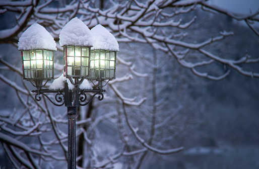 Street Lamp in the Snowy Winter