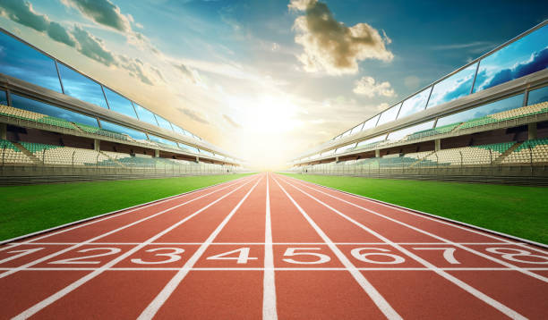 istock View of the infinity empty athlete running track 1175254511