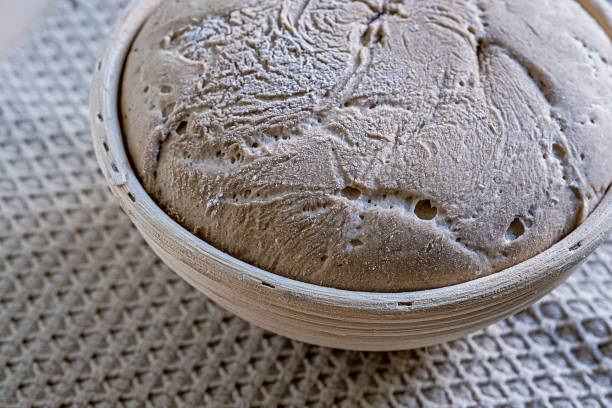 istock partial view of risen dough for bread in rattan basket 1175256359
