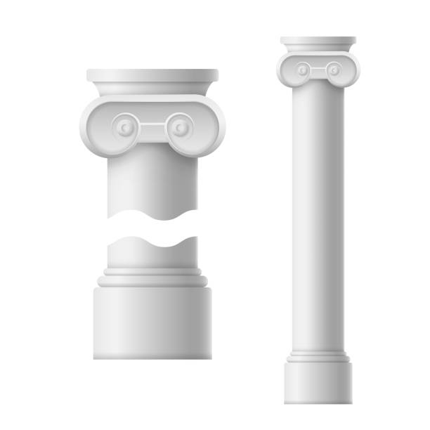 現実的な詳細な3dイオン古代の列セット。ベクトル - column pedestal greek culture three dimensional shape点のイラスト素材／クリップアート素材／マンガ素材／アイコン素材