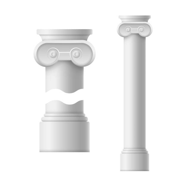 realistyczny szczegółowy zestaw starożytnych kolumn 3d ionic. wektor - column pedestal greek culture three dimensional shape stock illustrations