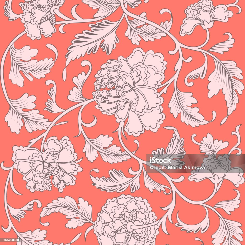Ilustración de Ornamental Hermoso Color Coral Antiguo Patrón Floral Con Peonías Ilustración Vectorial Textura Asiática Para Impresión En Envases Textiles Papel Cubiertas Fabricación Fondos De Pantalla y más Vectores Libres de Derechos Ilustración de Ornamental Hermoso Color Coral Antiguo Patrón Floral Con Peonías Ilustración Vectorial Textura Asiática Para Impresión En Envases Textiles Papel Cubiertas Fabricación Fondos De Pantalla y más Vectores Libres de Derechos