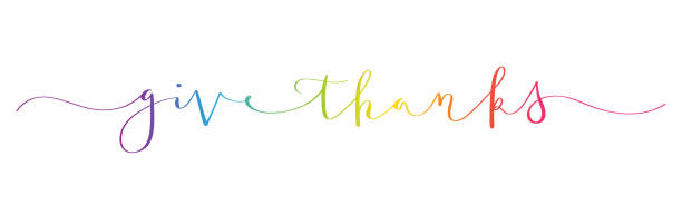 ilustraciones, imágenes clip art, dibujos animados e iconos de stock de banner de caligrafía de pincel vectorial give thanks - thanksgiving cheerful happiness gratitude