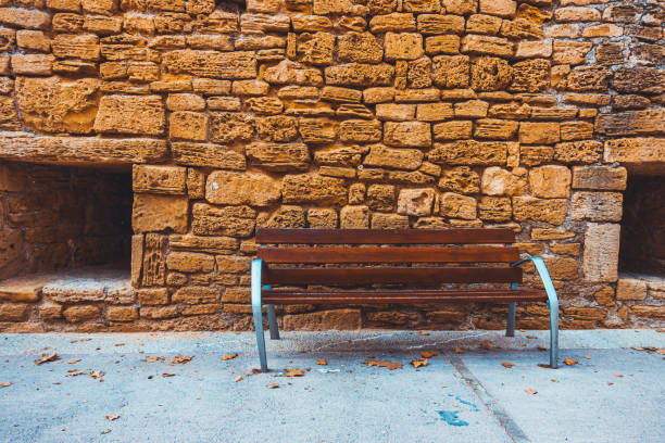 istock wooden bench with steel details 1175260617