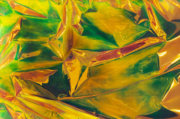 istock Holographic iridescent surface wrinkled foil color. 1175261319