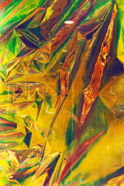 istock Holographic iridescent surface wrinkled foil color. 1175262544