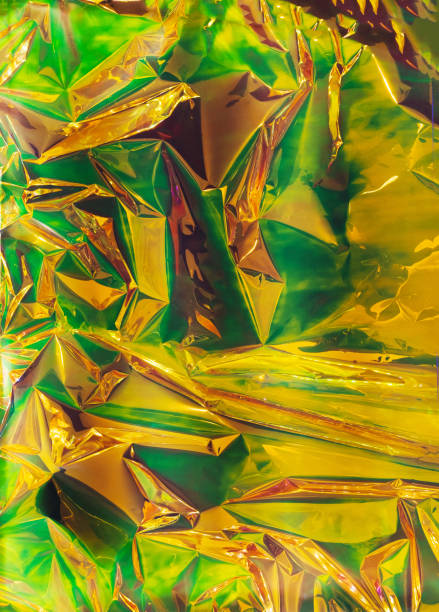 istock Holographic iridescent surface wrinkled foil color. 1175262564