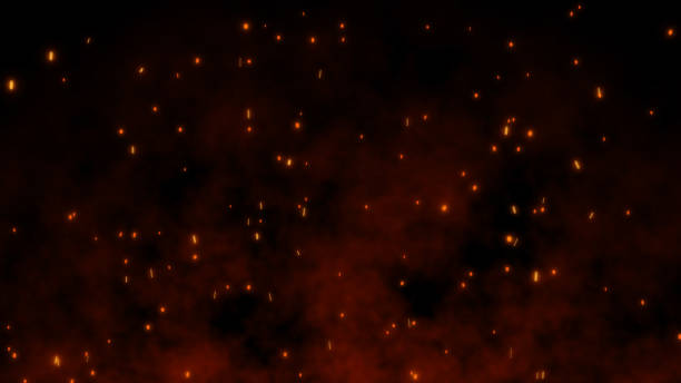 istock 3D Burning embers glowing. Fire Glowing Particles on Black Background 1175265265