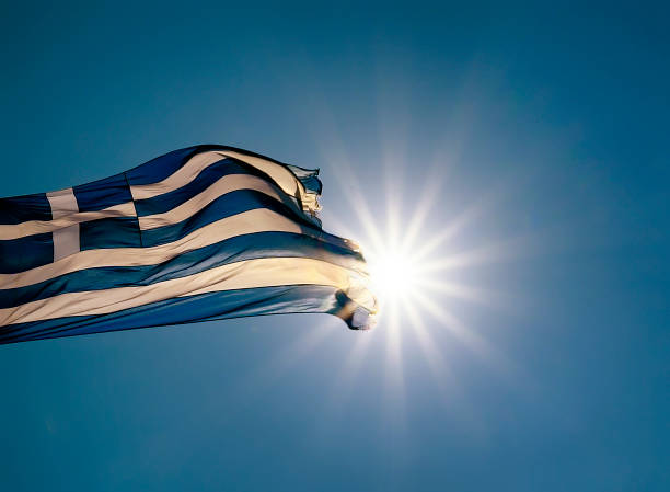 National flag of Greece stock photo