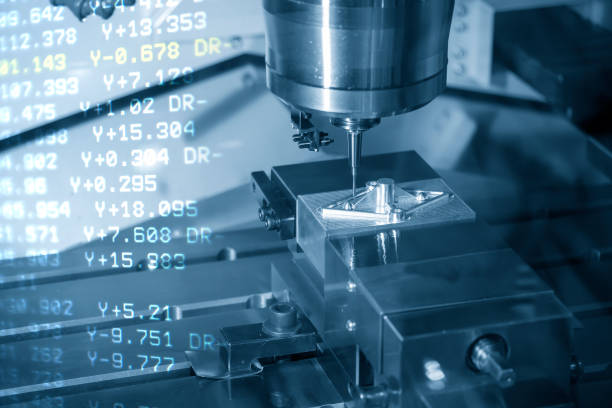 istock The abstract scene of the G-code data background and the CNC milling machine cutting the mould and die parts with solid ball endmill tools. 1175266141