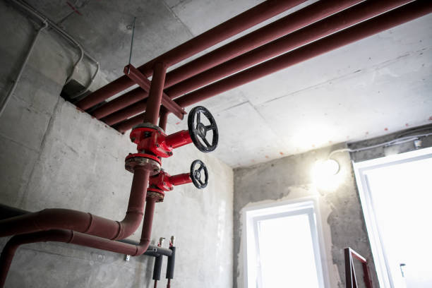 istock clean line white water pipes watering system pipe engineer design in underground condominium. 1175275510