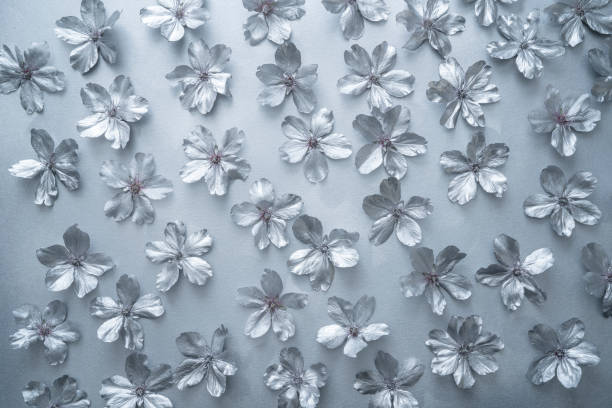 Almond blossom spring futuristic silver color