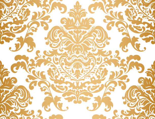 Golden vintage classic ornament. Seamless damask pattern. Elegant classic texture. Luxury Royal, Victorian, Baroque elements. Suitable for fabric, textile, wallpaper. Floral vector background. Golden vintage classic ornament. Seamless damask pattern. Elegant classic texture. Luxury Royal, Victorian, Baroque elements. Suitable for fabric, textile, wallpaper. Floral vector background. tillable stock illustrations