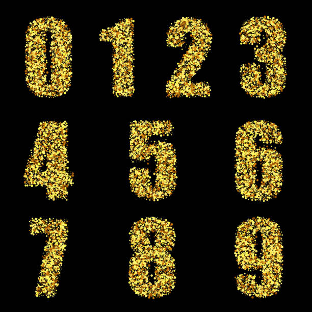 istock Set of stylized gold textured numbers with metallic sheen 1175280513