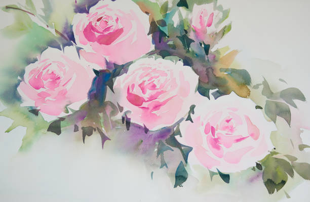 istock Water color painting of beautiful pink roses 1175280808