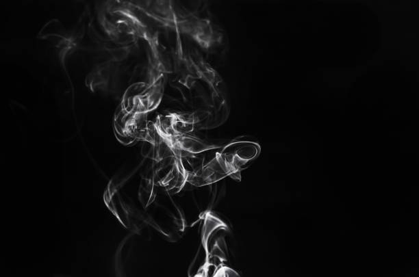 istock abstract fragment movement of white smoke on black background. 1175281573