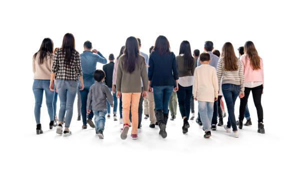 istock Large group of people walking away from the camera at the studio 1175286053