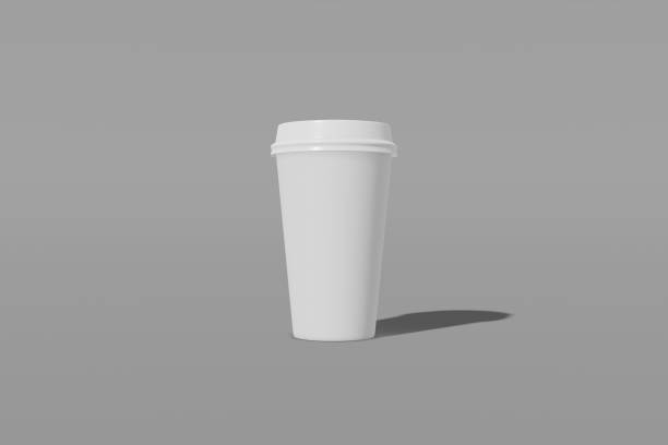 istock White paper mockup cup with a lid on a grey background. 3D rendering 1175286989