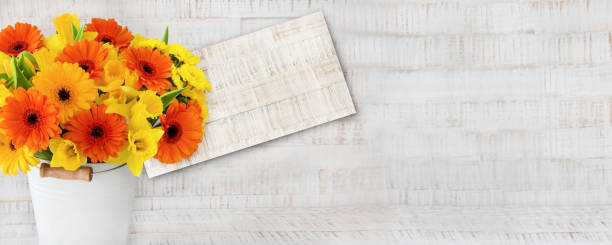 istock Bouquet daffodils, Gebera and Label with copy space 1175287556