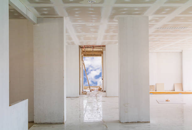 istock gypsum board ceiling structure and plaster mortar wall painted foundation white decorate interior room in building construction site 1175289250