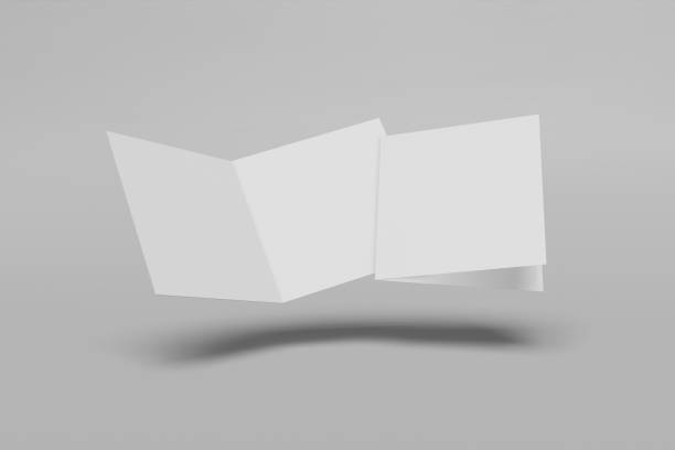 istock Two Mockup square booklet, brochure, invitation isolated on a grey background with hard cover and realistic shadow. 3D rendering. 1175292634