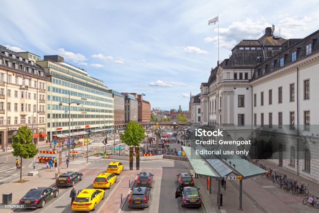 Stockholm Central Station Stockholm, Sweden - June 22 2019: Stockholms Centralstation is Sweden's largest & busiest train station with services around the country, city & Arlanda airport. Architecture Stock Photo