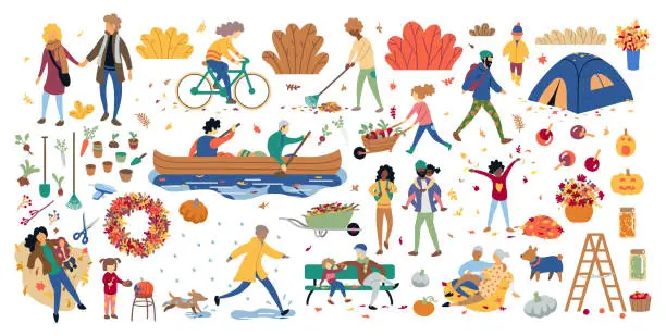 Vector illustration of Autumn activities doodle, illustration, doodle, sketch, drawing, vector