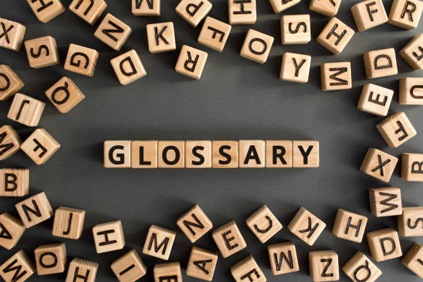 istock Glossary - word from wooden blocks with letters 1175294152