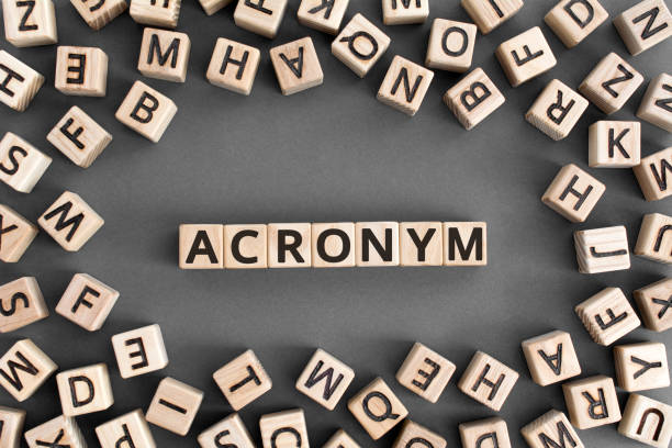 acronym - word from wooden blocks with letters stock photo