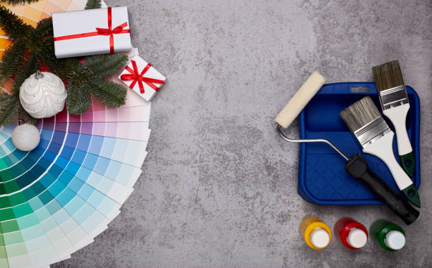 istock Painting accessories, colour guide and Christmas 1175295650