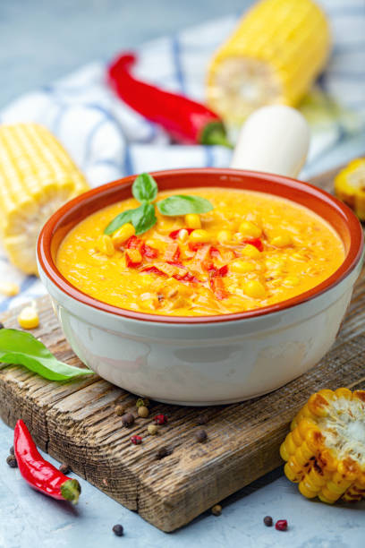 istock Creamy corn soup with chili. 1175298406
