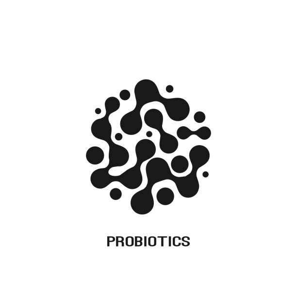 illustrazioni stock, clip art, cartoni animati e icone di tendenza di design del logo dei batteri proboscide. ingrediente nutrizionale sano per la terapia - probiotics