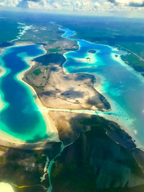 istock Bacalar lagoon aerial views 1175300922