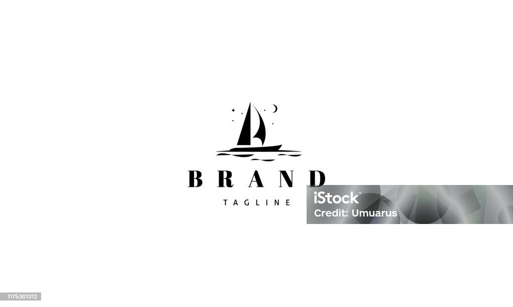 Vektor logotyp på vilken en abstrakt bild av en yacht. - Royaltyfri Segelbåt vektorgrafik