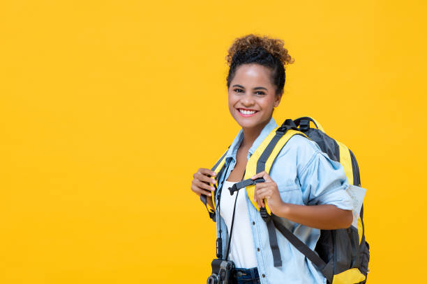 istock Beautiful African American backpacker travelling happily 1175303850