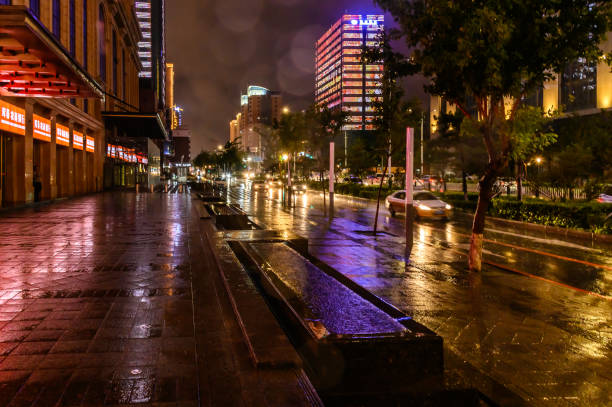 istock Changchun rainy night scene in China 1175305573