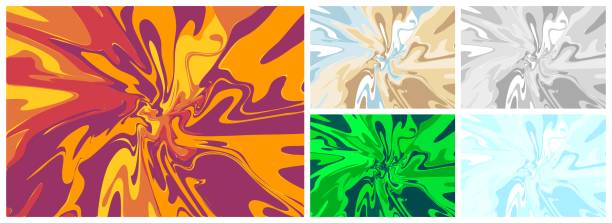 eine reihe von hintergründen aus verschütteter mehrfarbiger farbe in verschiedenen farben in form einer explosion, spritzer. - chaos ink abstract backgrounds stock-grafiken, -clipart, -cartoons und -symbole